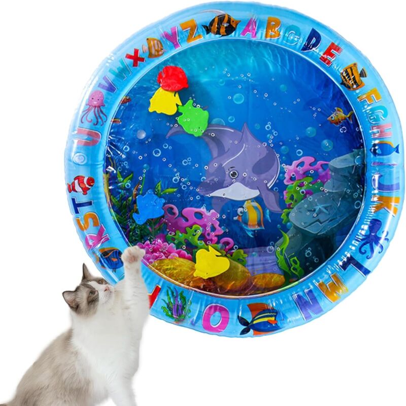 Tapis de Jeu Gonflable Été pour Chat et Chien – Tapis d'Eau Sensoriel Requin, Jouet Rafraîchissant et Interactif Anti-Chaleur