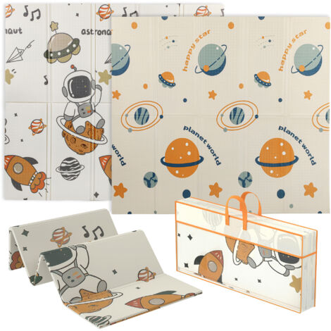 Tapis de jeu imperméable XPE thème espace pour enfants 0-6 ans 196x176 cm multicolore