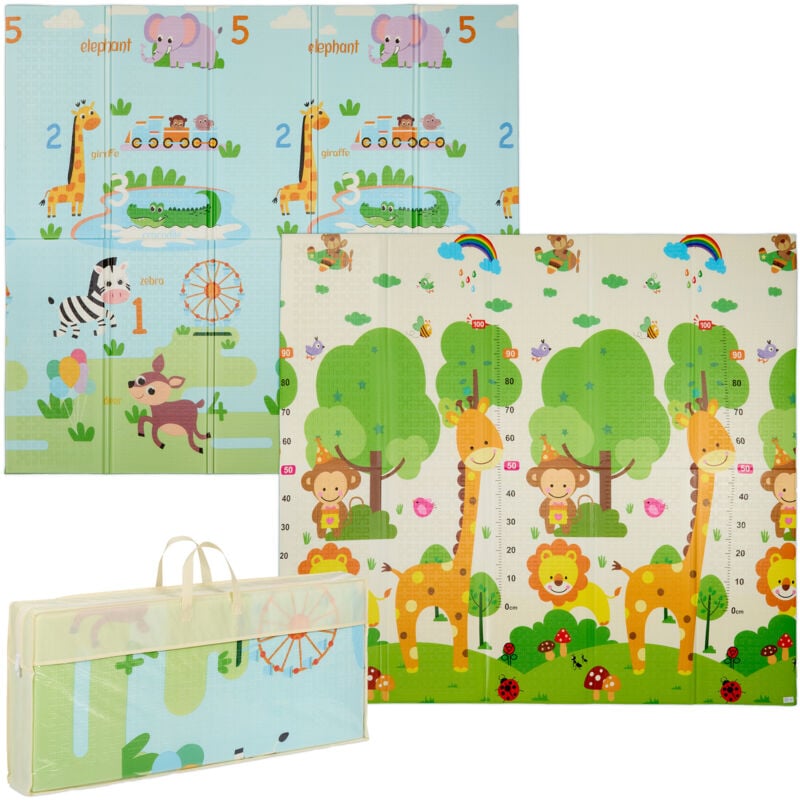 Tapis de jeu pliable, pour enfants, sans polluants, 200 x 180 cm, en mousse xpe, tapis rampant, multicolore - Relaxdays