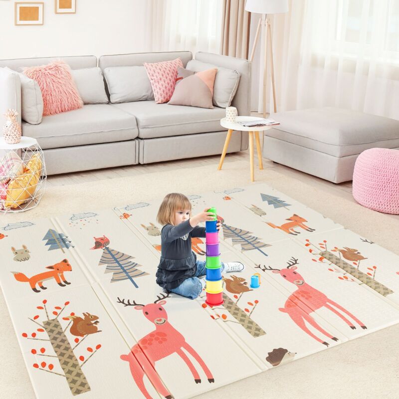 Tapis de Jeu Pliable pour Bébé 200 x 180 Cm Tapis de Sol Extra Large avec Sac de Transport pour Intérieur et Extérieur Tapis de Jeu D'activité DESIGN
