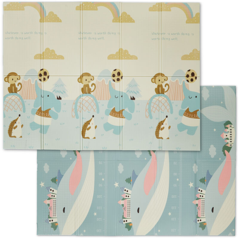 Tapis de jeu, pliable, sans substances nocives, lavable, 195 x 146 cm, mousse xpe, multicolore - Relaxdays