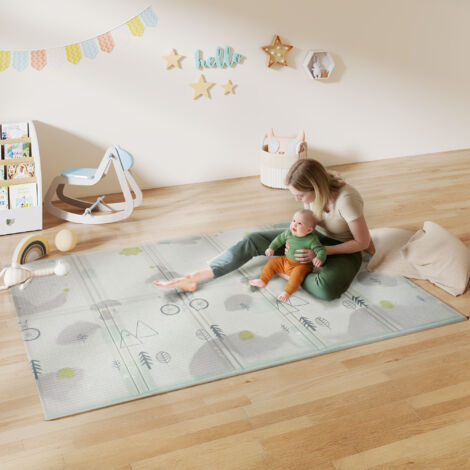 Tapis de jeu pour bébé pliable et réversible. tapis de sol en mousse épais. 200 x 150 x 1.5 cm. multicolore