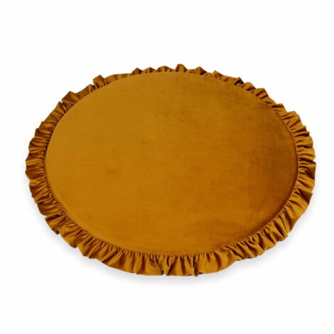 Tapis de jeu pour enfant 100 cm rond à volants, velours doré