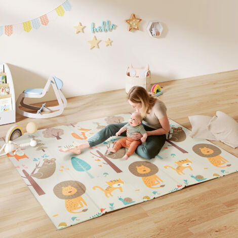 Tapis de jeu pour enfant bebe. tapis d'éveil bébé pliable épais réversible en mousse. 196 x 176 x 1.5 cm. multicolore