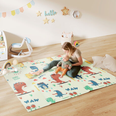 Tapis de jeu pour enfant bebe. tapis d'éveil bébé pliable épais réversible en mousse. 196 x 176 x 1.5 cm. multicolore
