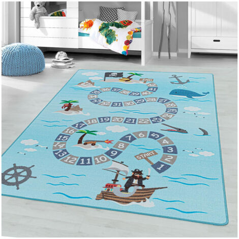Tapis de jeu pour fille et garçon Whale Bleu 140x200