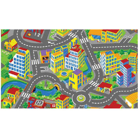 Tapis de jeu enfant - Circuit de voiture - Campagne - 145 x 200 cm