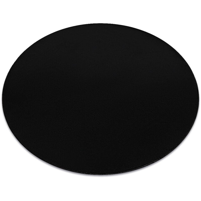 Rugsx - Tapis de lavage moderne lindo cercle noir, antidérapant, shaggy black cercle 60 cm