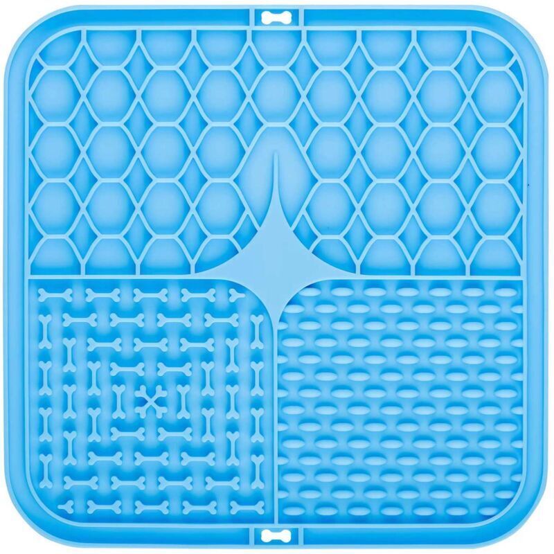 Tapis de Lèche Chien, 20x20cm Tapis Lécher pour Chien avec Spatule Silicone, sans BPA Tapis de Lechage pour Chat avec Ventouse pour Bain,
