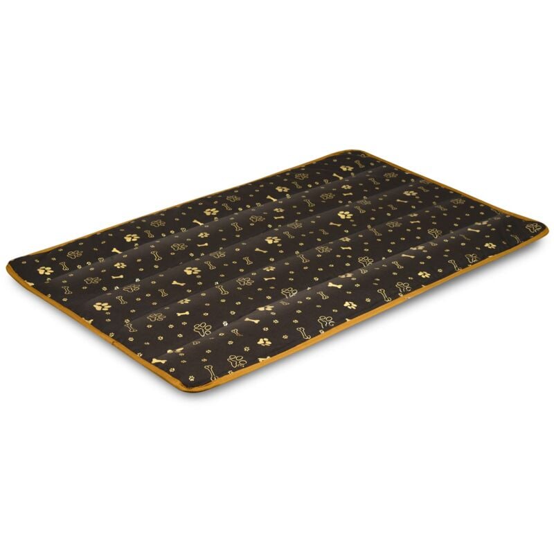 Tapis de lit pour chien 120x80 cm imperméable os dorés