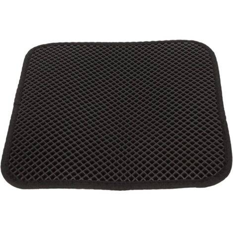 Tapis de litière d'intérieur pour chat, double couche antidérapant avec attrape-chat en EVA, facile à nettoyer, convient aux chatons et aux chats, noir