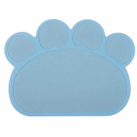 Tapis de litière en silicone en forme de patte de chat bleu bébé 40 x 30 cm