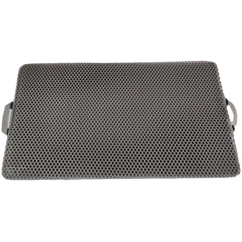Tapis de litière pour chat double couche EVA,TTampon de nettoyage lavable pour bac à litière pour chat - 55x75cm Gris (version plate avec poignée)