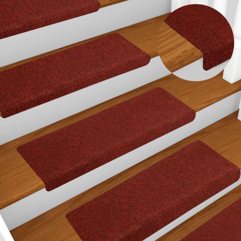 Tapis de marches d'escalier 10 pcs,Marchettes d'escalier,Protections d'escalier Bordeaux 65x21x4cm Aiguilleté CFW78197