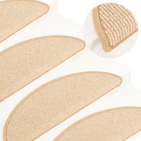Tapis de marches d'escalier 15 pcs Crème 56x17x3 cm vidaXL