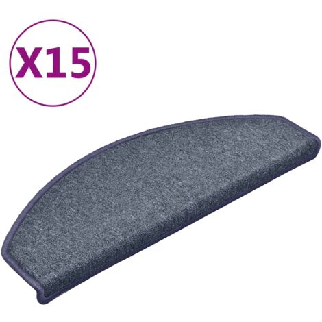 Tapis de marches d'escalier 15 pcs，Paillasson d'escalier，Marchette Gris foncé et bleu 65x24x4cm CFW65086