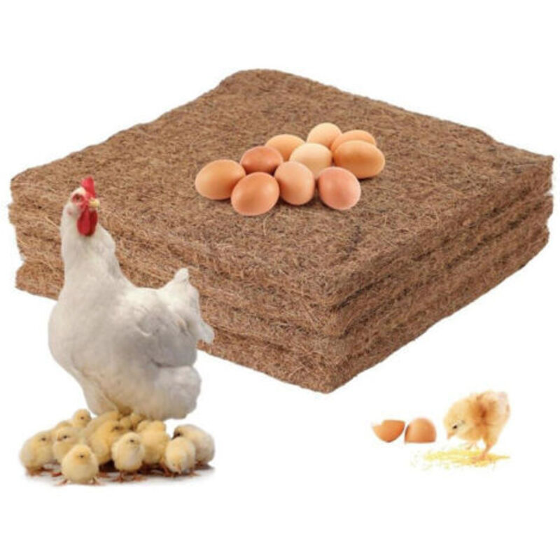 Tapis de nidification bruns pour poules, 25 cm x 25 cm, lot de 4. Faciles à nettoyer, ces tapis protègent les œufs.