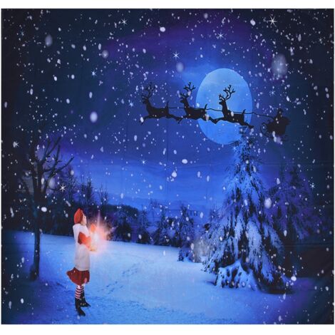 Tapis de Noël en Polyester 150x150cm avec Motif Sapin et Père Noël, Décoration Murale pour Salon Chambre Fête