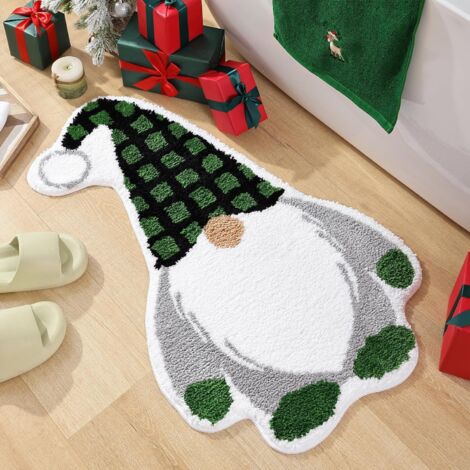 Tapis de Noël, tapis décoratif Père Noël, tapis d'entrée imitation cachemire, couverture de chevet - 50 x 80 cm