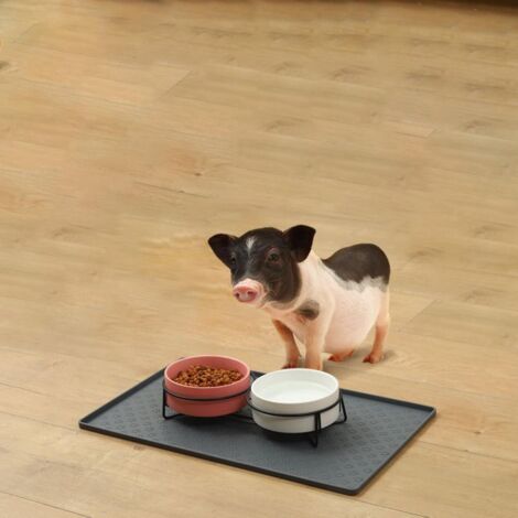 Tapis de Nourriture pour Animaux en Silicone - Grade alimentaire, design anti-éclaboussures, 4060cm/15.723.6inch, noir, gris, bleu mint, 1 tapis