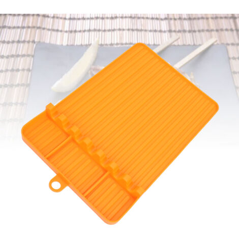 Tapis de Outils de Cuisson Silicone Anti-éclaboussures D'huile Résistant à la Haute Température Lavable Réutilisable Orange avec Trou de Suspension pour Grill et Camping