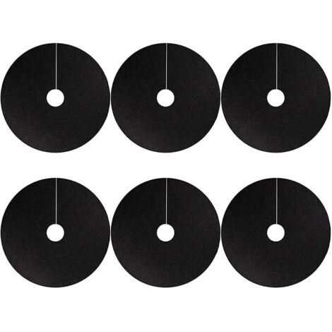 Tapis de paillage rond de 50 cm de diamètre, six anneaux pour arbres, avec perforations prédécoupées, tapis de compostage non tissé, idéal pour l'aménagement paysager - AquaForge