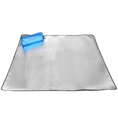 Tapis de pique-nique imperméable et portable double face en film d'aluminium et coton perlé, léger, idéal pour le camping (200 x 150 cm).