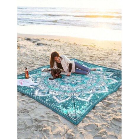 Tapis de pique-nique/serviette de plage imperméable et anti-sable, imprimé numériquement, motif et frais, idéal pour le camping et les pique-niques en plein air.