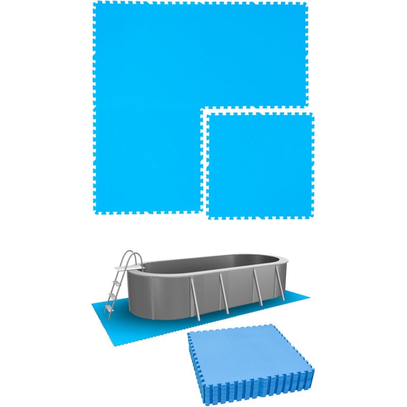 Tapis de Piscine 10,1 m² - 16 Tapis de Sol eva 81x81 Jeu de Dalles de Protection