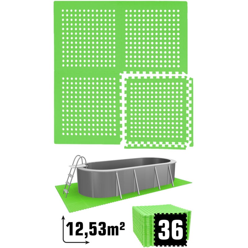 Tapis de Piscine 12,5 m² - 36 Tapis de Sol EVA 62x62 - Jeu de Dalles Protection