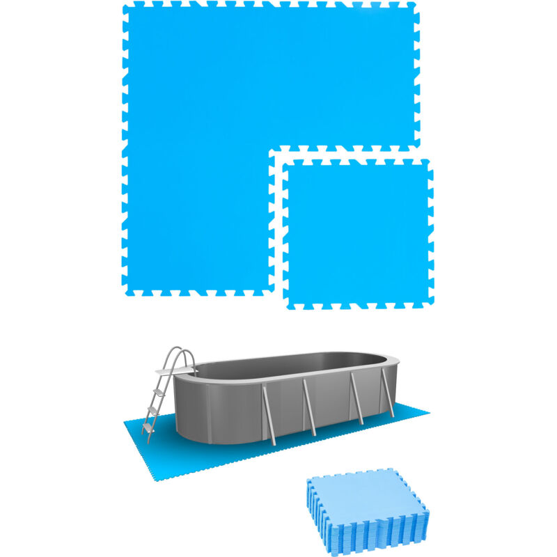 Tapis de Piscine 3,8 m² - 16 Tapis de Sol eva 50x50 Jeu de Dalles de Protection