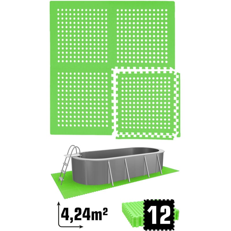 Tapis de Piscine 4,2 m² - 12 Tapis de Sol eva 62x62 Jeu de Dalles de Protection