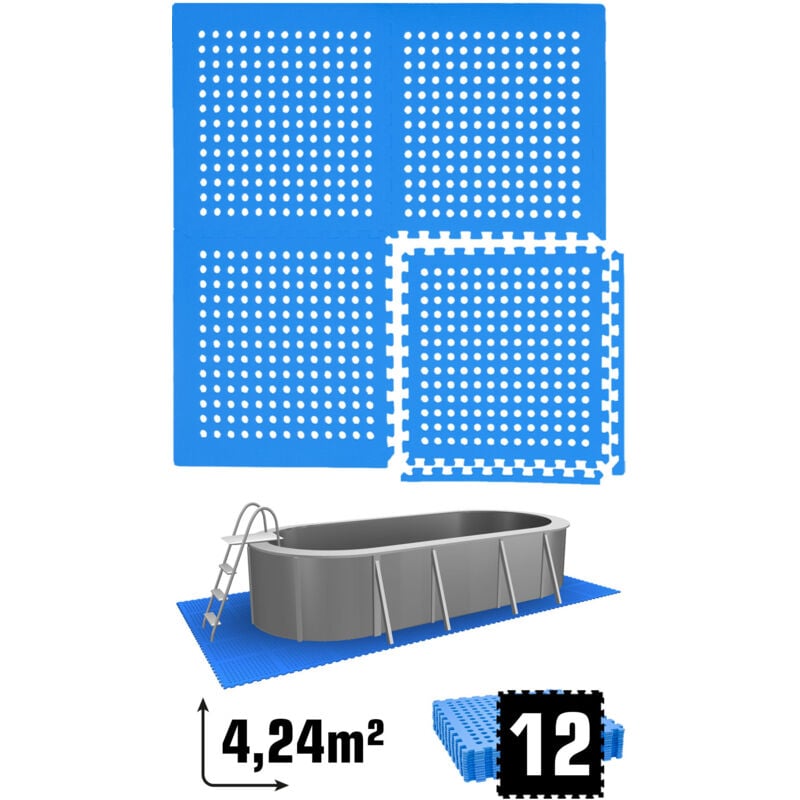 Tapis de Piscine 4,2 m² - 12 Tapis de Sol eva 62x62 Jeu de Dalles de Protection