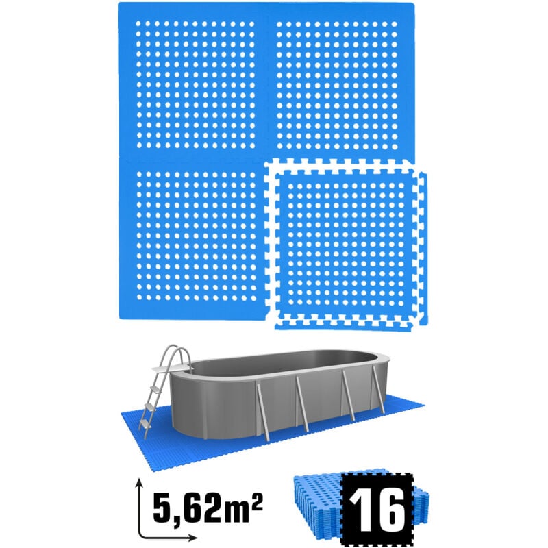 Tapis de Piscine 5,6 m² - 16 Tapis de Sol eva 62x62 Jeu de Dalles de Protection