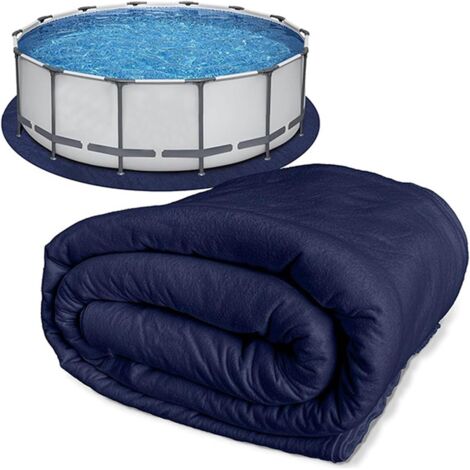 Tapis de piscine hors sol – durable pour piscines rondes et spas portables Accessoire essentiel intérieur/extérieur Bleu 15ft