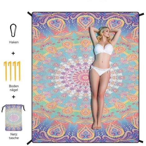 Tapis de plage à séchage rapide, tapis d\'extérieur portable, tapis de pique-nique de camping résistant à l\'humidité.
