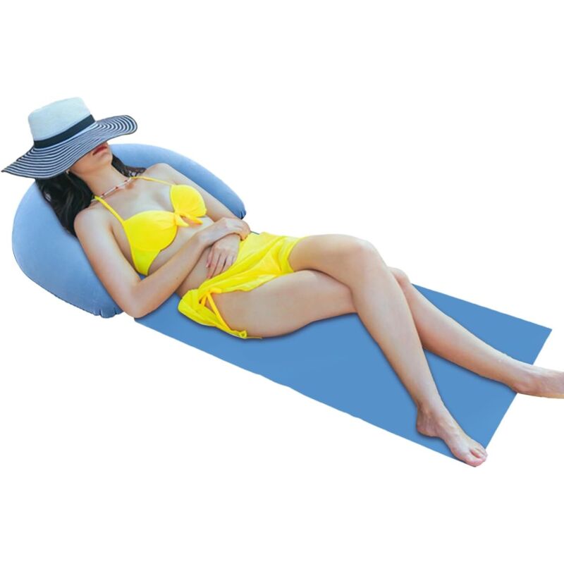 Tapis De Plage avec Coussin Gonflable, Chaise Longue Anti-Sable, Matelass De Détente Pliable pour La Famille, Les Amis, Le Bronzage Et Le Bronzage