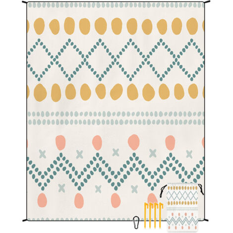 Tapis de plage en microfibre style bohème, séchage rapide, déperlant et résistant à l'humidité, idéal pour les pique-niques et le camping. Tapis de plage 33