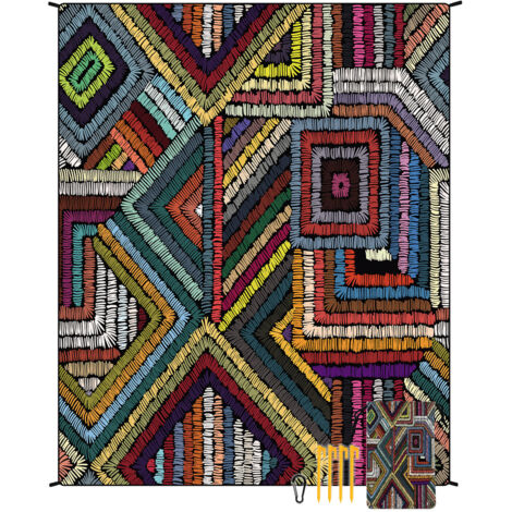 Tapis de plage en microfibre style bohème, séchage rapide, déperlant et résistant à l'humidité, idéal pour les pique-niques et le camping. Tapis de plage 35