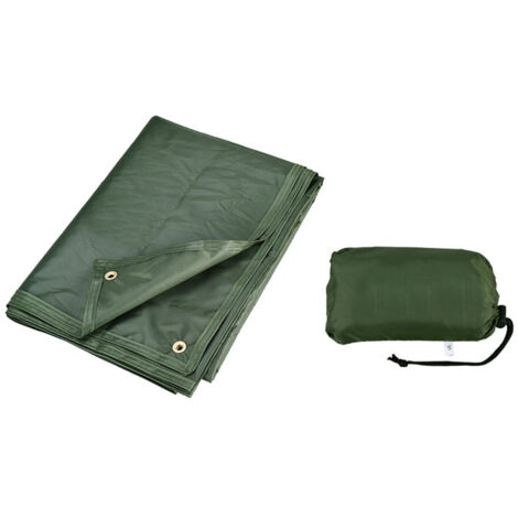 Tapis de Plage Imperméable et Résistant, Facile à Nettoyer - 220x180 cm, Vert OD, pour Camping, Randonnée et Pique-nique
