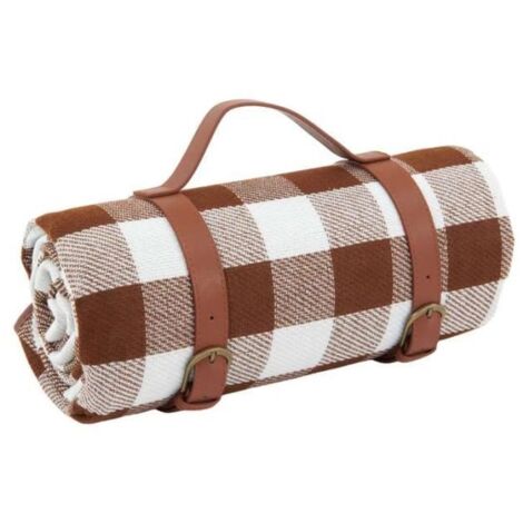 Tapis De Plage, Pour Pique-nique En Plein Air, Camping - Résistant À L\'humidité, Avec Sangles De Rangement En Cuir, 90200cm,Marron