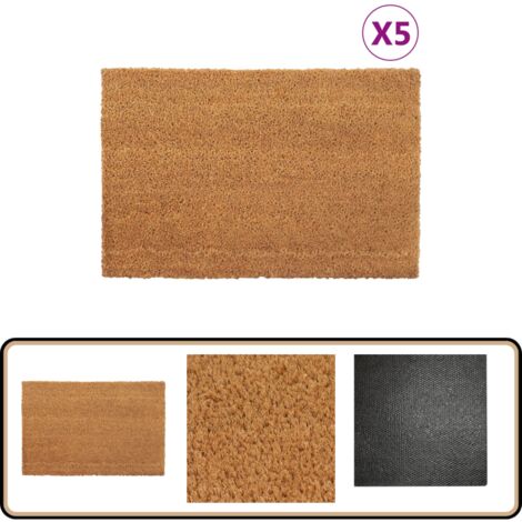 Tapis de porte 5 pcs naturel 40x60 cm fibre de coco touffeté - Tapis D'entrée - Paillasson Coco - Tapis Exterieur - Tapis Interieur - Antidérapant