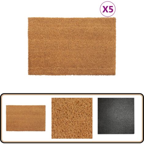Tapis de porte 5 pcs naturel 40x60 cm fibre de coco touffeté - Tapis D'entrée - Paillasson Coco - Tapis Exterieur - Tapis Interieur - Antidérapant