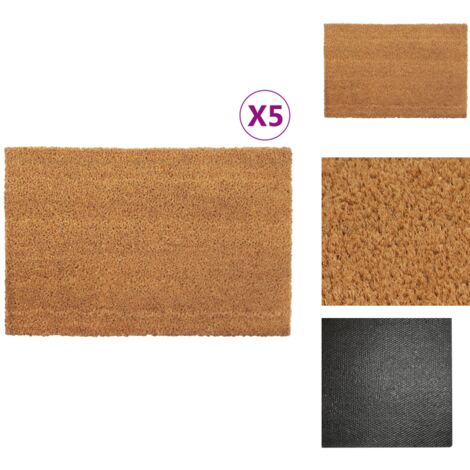 Tapis de porte 5 pcs naturel 40x60 cm fibre de coco touffeté - Tapis D'entrée - Paillasson Coco - Tapis Exterieur - Tapis Interieur - Antidérapant