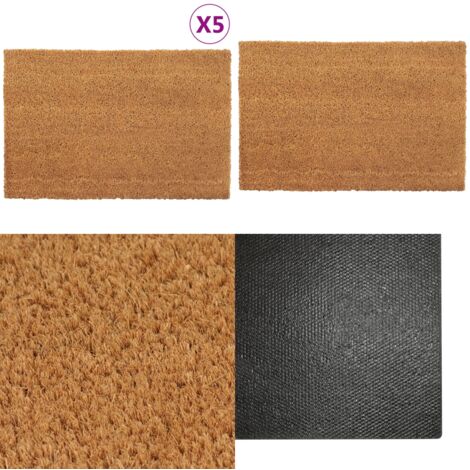 Tapis de porte 5 pcs naturel 40x60 cm fibre de coco touffeté - Tapis D'entrée - Paillasson Coco - Tapis Exterieur - Tapis Interieur - Antidérapant - Home & Living