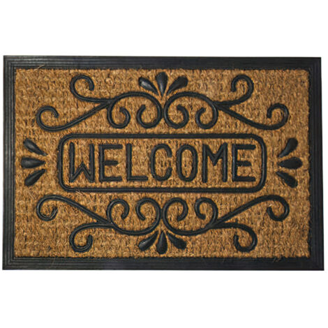 Tapis de porte de bienvenue en fibre de coco et caoutchouc 40x60 cm.