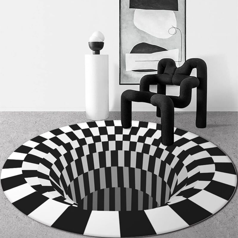 Aougo - Tapis de Porte de Vision stéréo de Forme Ronde 3D Tapis de Table de Salon de Chambre à Coucher Tapis d'halloween adapté à la Chambre, à la