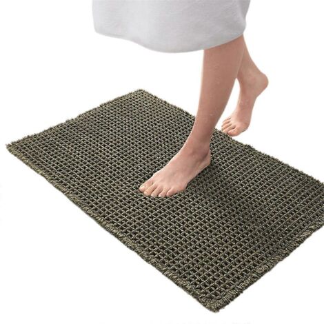 Tapis de porte gaufré pour salle de bain, tapis de sol antidérapant vert--