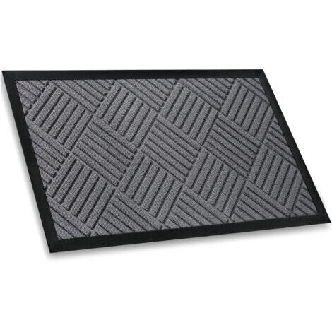 Tapis de Porte intérieur et extérieur, 45 x 75 cm, Gris, Tapis de Porte d'entrée, Tapis de Porte d'entrée antidérapant, Paillasson intérieur et extérieur avec Support en Caoutchouc Naturel