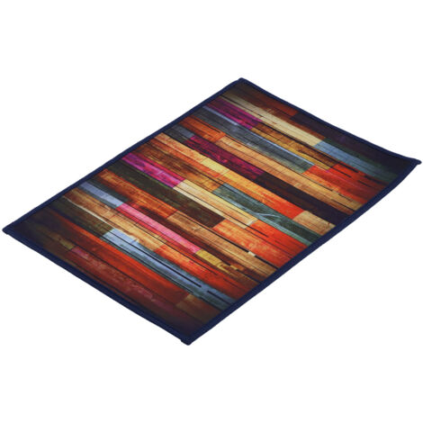 Tapis de porte lavable, antidérapant, couleur bois, absorbant, pour salon et salle de bain